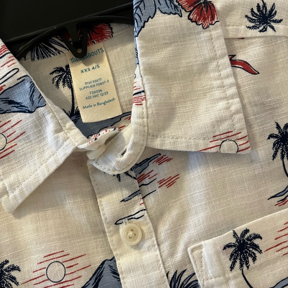 Tropical Men's Shirt - White with Red and Blue Accents